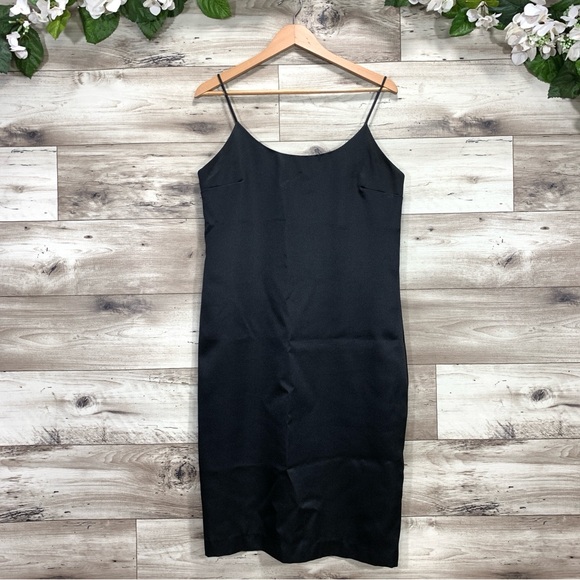 Vintage Dresses & Skirts - Vintage 90's Steven Stoller New York black satin tailored slip dress size 12